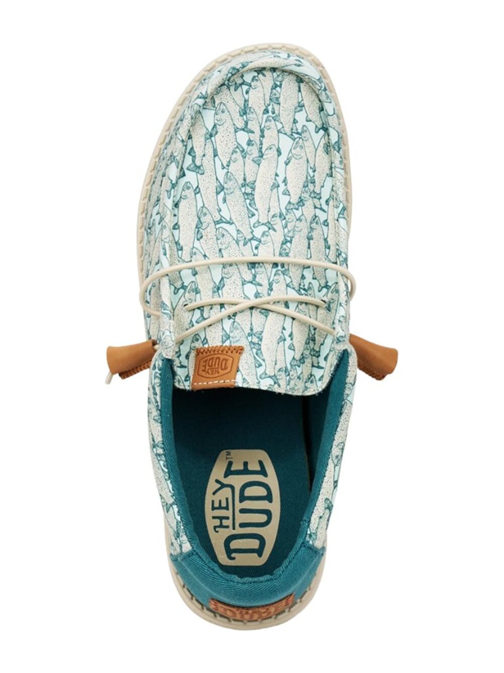 HEY DUDE NWT Men's Blue Green Wally Fish Camo Loafers Shoes